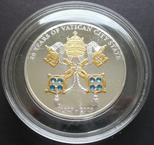 Cook Island 5 Dollar 80 Jahre Vatikanstaat 2009  999er Silber PP  