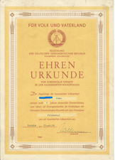Ehrenurkunde Kasernierte Volkspolizei der DDR/ Entlassung - 15.04. 1956 !!