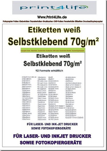 Etiketten 70x70mm weiß