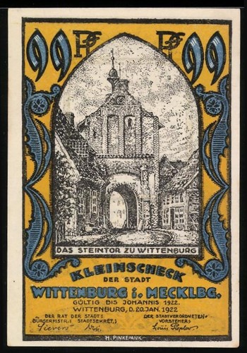 Notgeld wittenburg mecklbg - wittenburg, i.