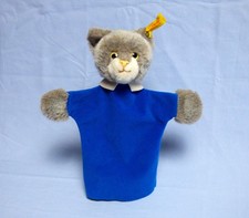 Steiff Handpuppe Katze 6465/27 mit Knopf im Ohr und Fahne original