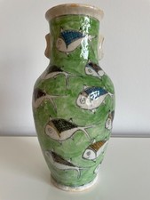 Vase Keramik Grün Fische 25cm