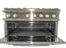 Bartscher Edelstahl Gasherd sechs 6 Flammen mit sehr großem Gasbackofen 2852261