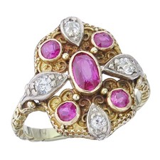Ring rubies old - cut, diamonds