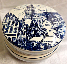 Delfter Porzellan Deckel Dose Duisburg alter Markt * Holland * 14 cm