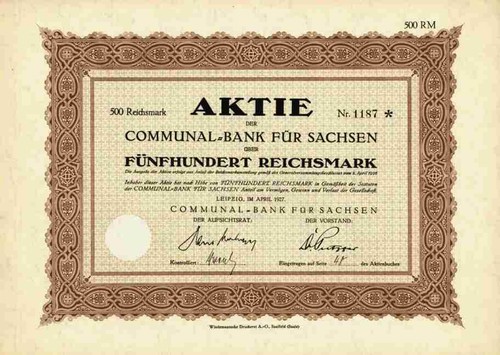 Communal bank sachsen 1927 - communal,