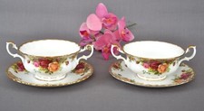 Royal Albert Old Country Roses 2x Suppentasse Untertasse Bone China Soup cup -5