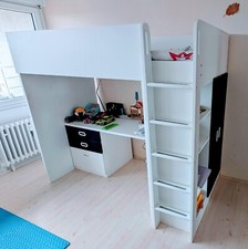 IKEA Hochbett STUVA (SMÅSTAD) für Kinder in schwarz und weiß inklusiv Matratze