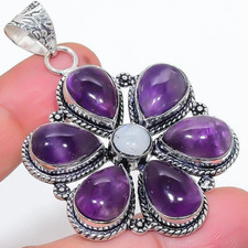 NÄTÜRLICH AMETHYST EDELSTEIN SCHMUCK ANHÄNGER HANDGEFRTIGT 925 Sterling SILBER
