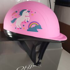 Kinderreithelm von QHP in rosa mit Pferd/Einhorn größenverstellbar 52-55 cm