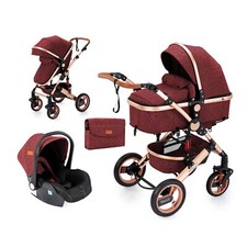 Trally® 3in1 Kombi-Kinderwagen Babywanne Buggy Reisebuggy & Auto-Babyschale T4
