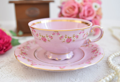 Teetasse mit untertasse rosa - teetasse,
