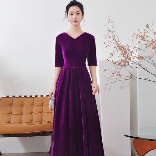 Damen samt maxi - damen, kleid