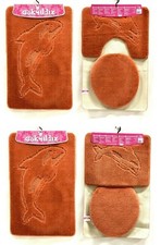 Badgarnitur Badteppich Badezimmergarnitur 3-Teilig Set 85 x 55 cm Terakota