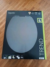 aquaSu WC-Sitz mit Absenkautomatik in grau | Toilettendeckel | Ovaler WC-Deckel 