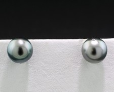 Tahitiperlen-Ohrstecker silbergrau 8,5 mm 750 Weißgold Wert 1.000 € Neu