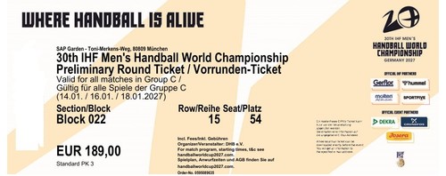 Handball 2027 ticket für - handball, wm