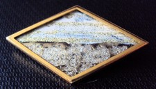 vintage BROSCHE RAUTE GLITZER + GLAS super schön 1975 MODESCHMUCK Handarbeit