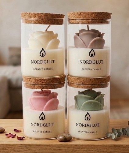 Duftkerze mit rosenblüte - mit, im