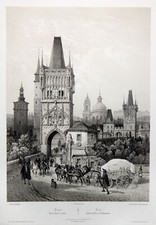 Tschechien Prag Karlsbrücke Original Lithografie Bichebois et Fichot 1850