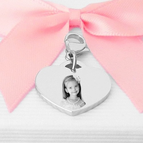 Foto graviertes herz charm - herz,