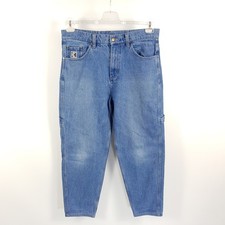 Karl Kani Jeans Herren M W33 Blau Relaxed Tapered Baggy Hose 90er Denim Logo