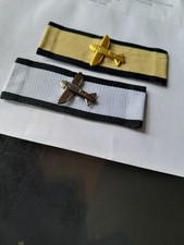 Seltene 2 Ww2 Gold Silber Metall Flugzeug Zerstörung Abzeichen Band mit schwarzem Streifen