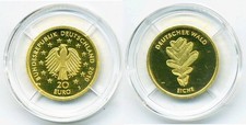 Deutschland 20 Euro Goldmünze Deutscher Wald Eiche 2010 Stg. 999/Gold Mzz J#5270