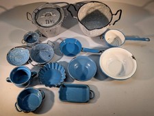 Puppengeschirr Emaille blau