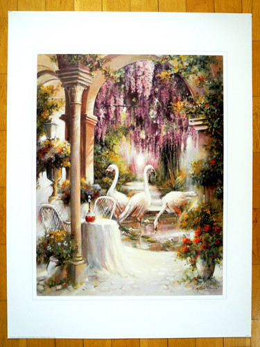 Gartenidylle mit schwänen - gartenidylle, (