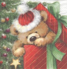 4 lose Lunch Servietten Napkins Teddy mit Geschenk Shabby