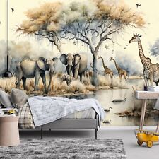 Fototapete Kinderzimmer Dschungel Tiere Kinder Safari Modern VLIES TAPETE XXL