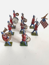 9 Heyde Zinnfiguren Amerikanische Militärmusiker mit Fahnenträger und Dirigent