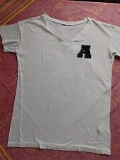H&M T-Shirt Damen Oberteil Shirt Gr. M, Farbe Creme, Pailletten, 100% Baumwolle