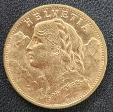 20 Franken Vreneli 1935 B ohne L SELTEN Helvetia Schweiz Gold Or Oro