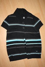 Kurzarm-Strickjacke in M von Cecil in schwarz-türkis-grau gestreift *TOP*