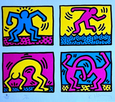 Keith Haring Originale COA Litografie "Dancing" Signierte Handnummerierte Op