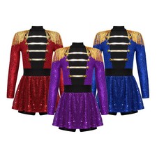 Mädchen Zirkus Kostüm Pailletten Overall Kleid Zirkusdirektor Cosplay Karneval