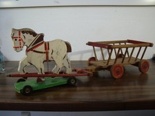 Antikes Holz Pferdegespann