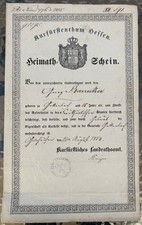Heimatschein kurfürstentum - heimatschein,