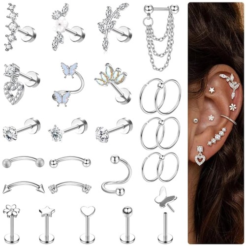 Helix piercing set - set, 26pcs