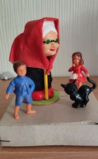 Vintage Figuren Hänsel und Gretel mit Hexe und Katze 