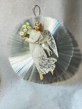 Christbaumschmuck Silber  Oblate Glasfaser Strahlenkranz Engel Putto Glitzer 6