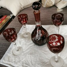 Karaffe 4 Weingläser 5 Teile