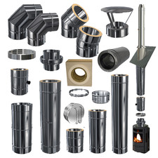 Edelstahl Ofenrohr Kaminrohr Rauchrohr doppelwandig DW 160 mm 30 mm Isolierung