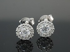 585 Gold Ohrstecker 14 Karat Weissgold Zirkonia 1 Paar 6,5 mm in Geschenkbox