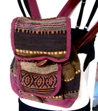 KLEINER RUCKSACK web leinen ibiza festival lila pink blau braun bunt 30x25x12cm