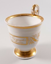 KPM Berlin Tasse Prunktasse mit Spruch Schneckenhenkel um 1900 1. Wahl