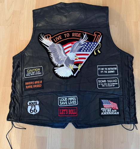 Herren lederweste biker - ,