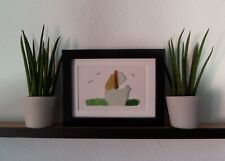 Seeglas / Meerglas Bild mit Segelschiff / Boot "" Handgefertigt ""   Wandbild
